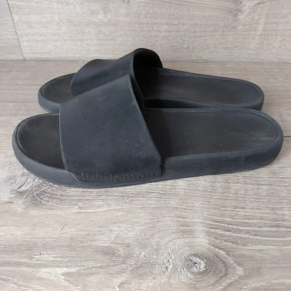 Lululemon Restfeel Slides Mens 12 Black Slip On Beach Gym Shower Resort Sandals